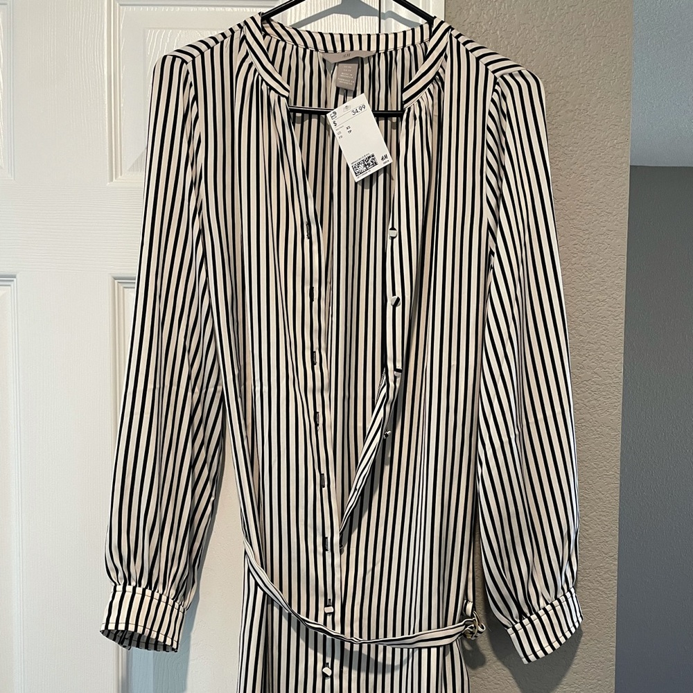 Long sleeved striped shirt dress